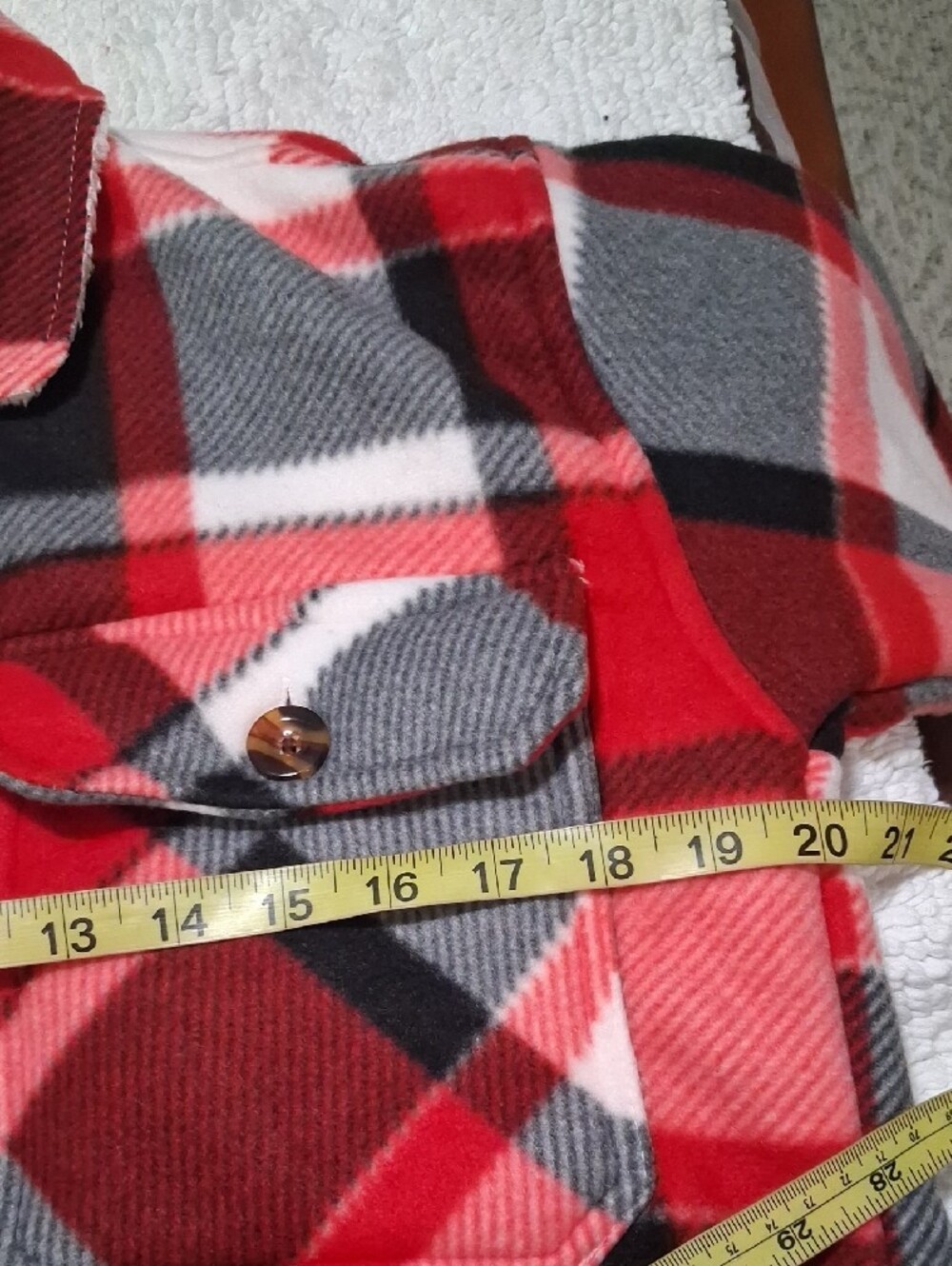 Helium London Sherpa-Lined Plaid Shacket in Red, Black & White - Picture 6 of 8